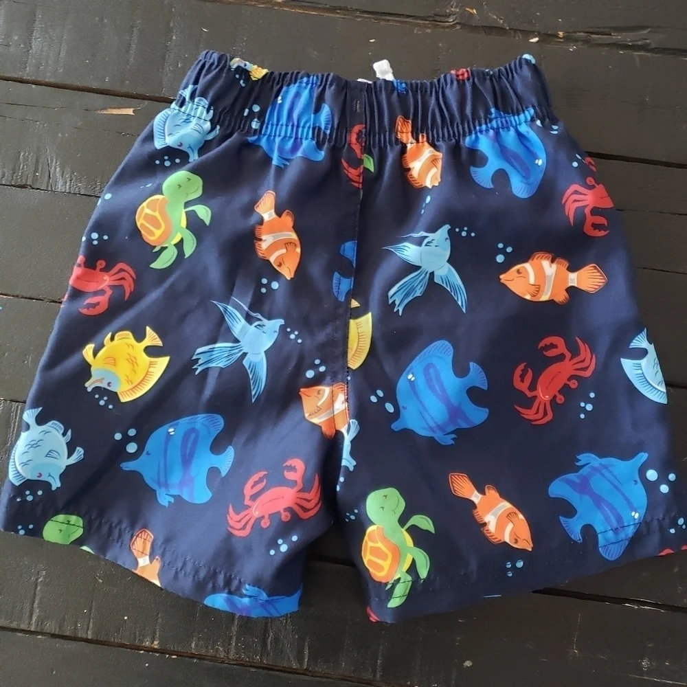 Circo Toddler Boy 2T Swim Trunks Shorts Blue Ocean Animals Fish Turtle Colorful